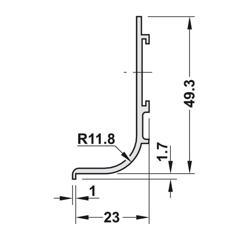 Tay nắm tủ dạng thanh nhôm Hafele 126.37.911 (mạ màu bạc)